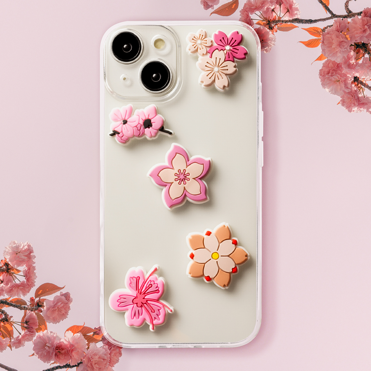 Autocolante 3D OEM Pink Blossom para Capa de Telemóvel / Tablet, Conjunto de 5 peças, Multicolor