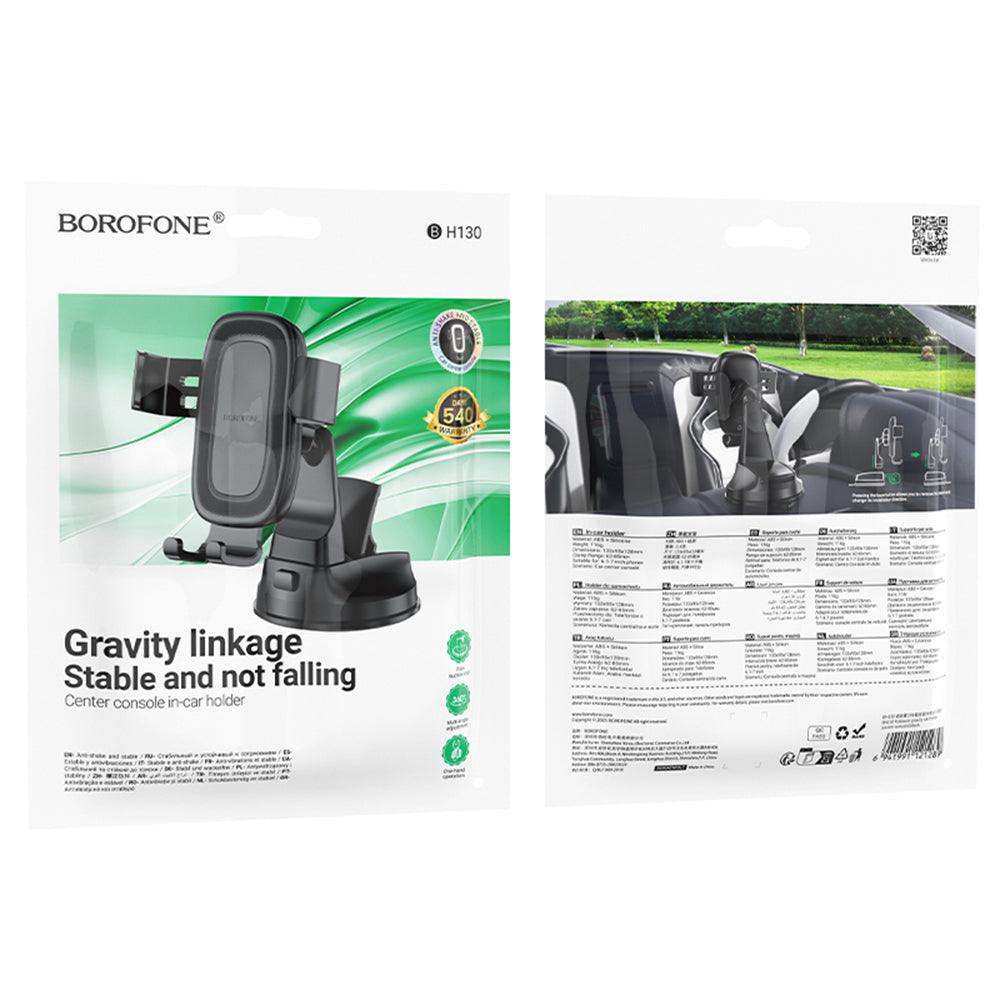Suporte Auto Borofone BH130 Follower Gravity, 6.1 polegadas - 7 polegadas, Preto