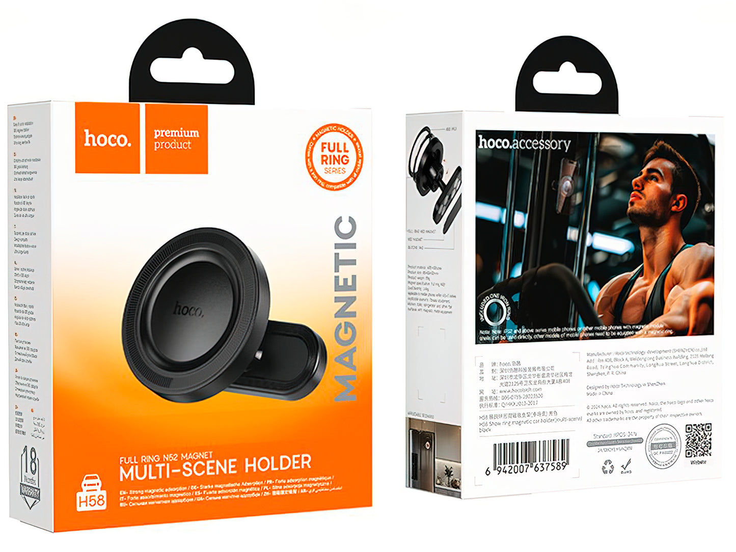 Suporte Auto Magnético HOCO H58, 4.5inch - 7inch, Preto