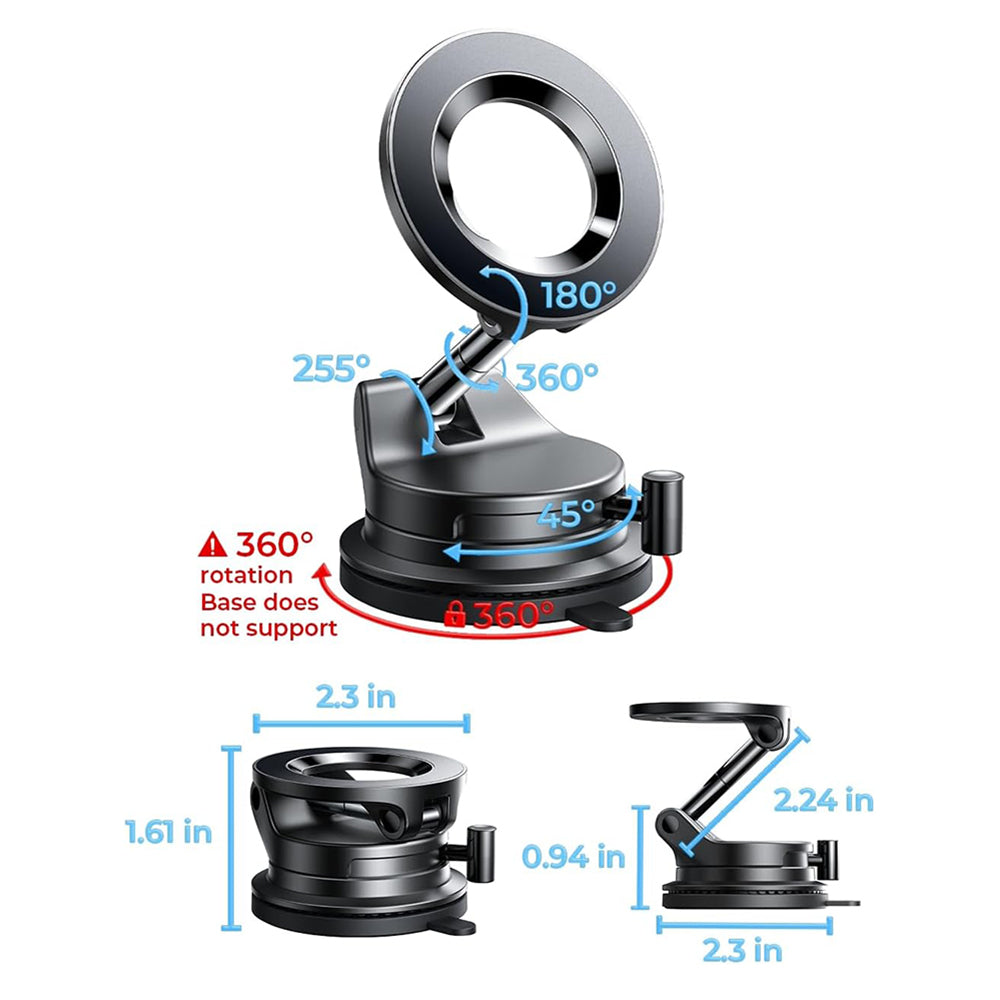 Suporte Automóvel Magnético Lisen A608, 4 polegadas - 7 polegadas, Preto