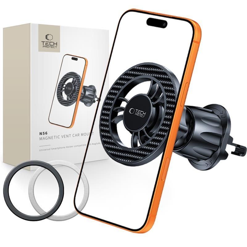 Suporte Auto Magnético Tech-Protect N56 Carbon Vent, Universal, Preto
