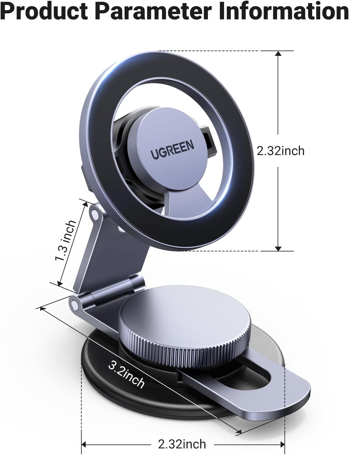 Suporte Auto Magnético UGREEN LP865, Universal, Preto