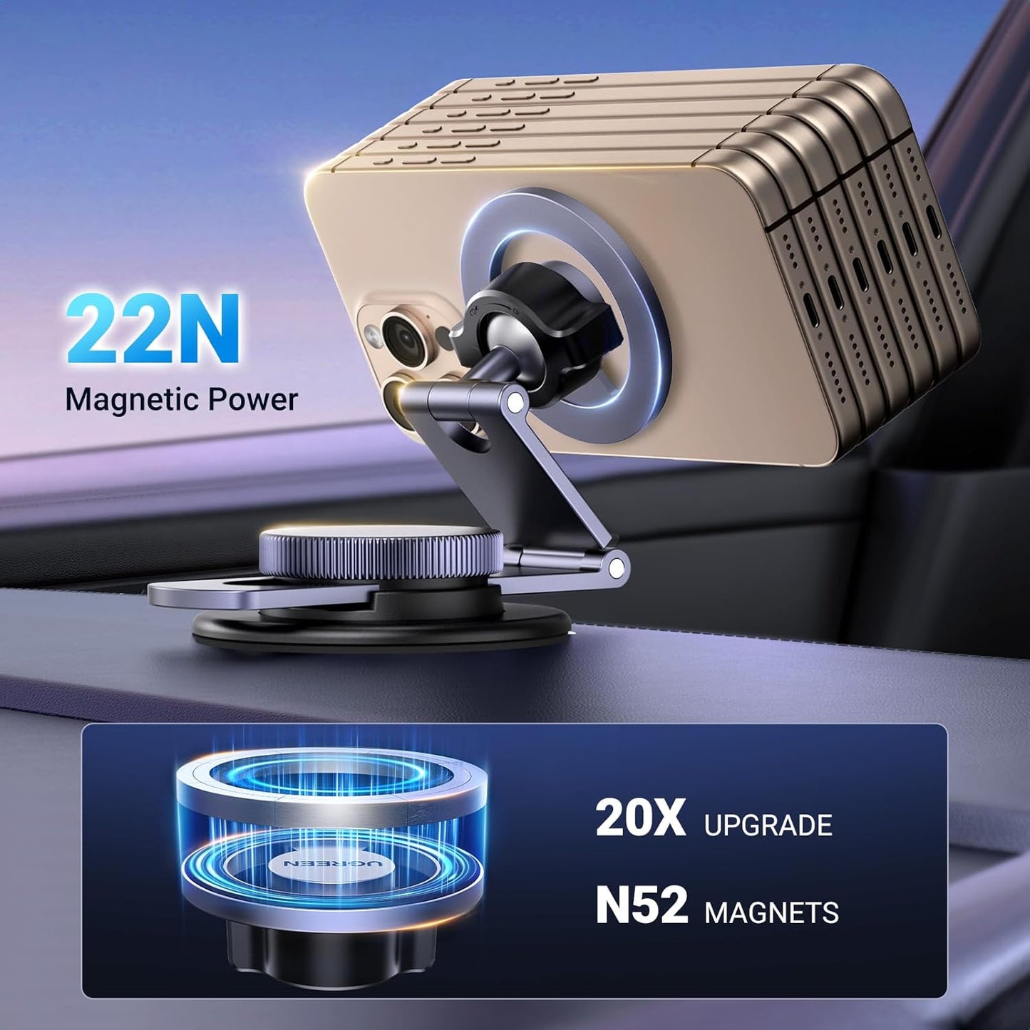 Suporte Auto Magnético UGREEN LP865, Universal, Preto