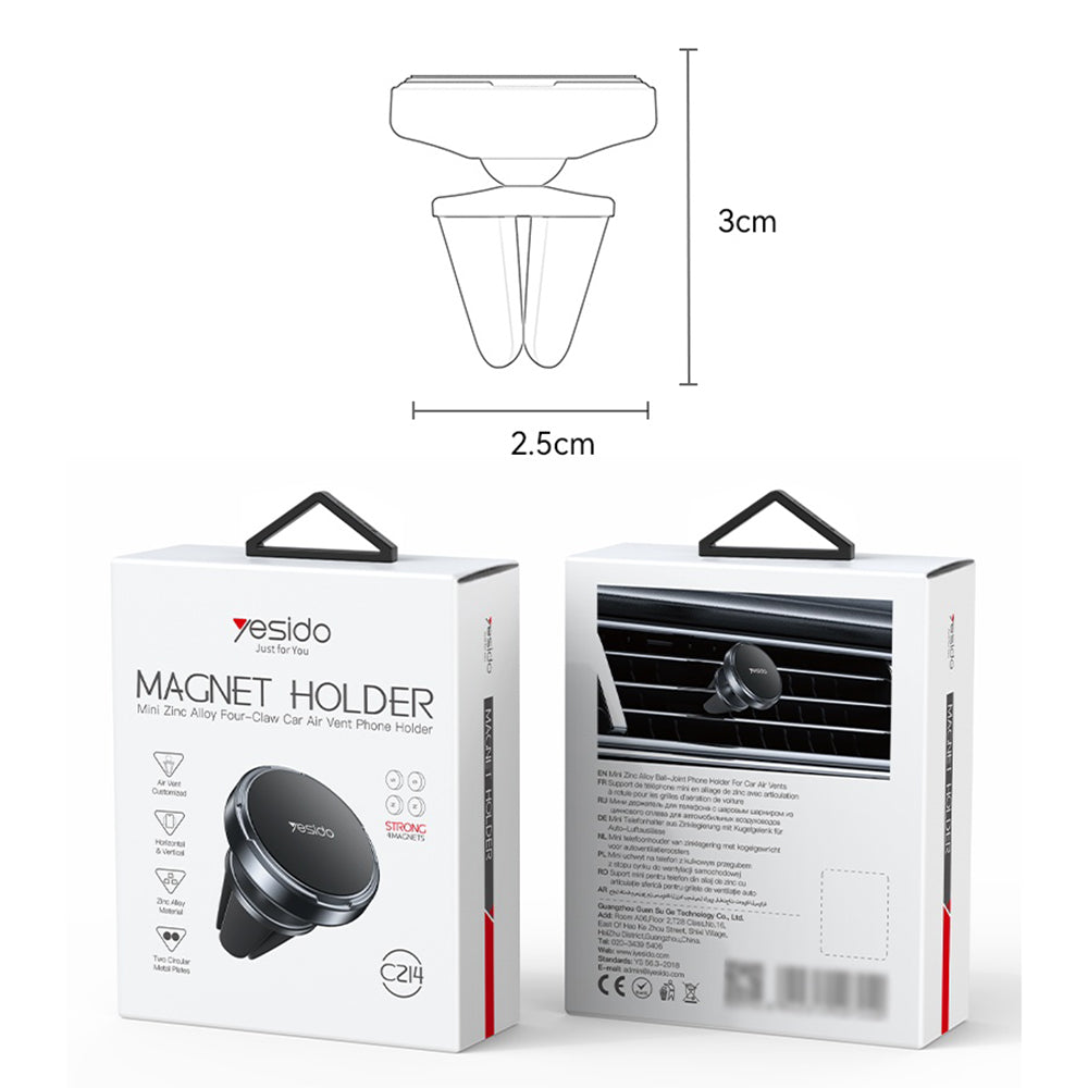 Suporte Auto Magnético Yesido C214, Universal, Preto