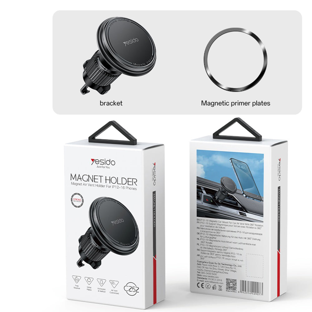 Suporte Auto Magnético Yesido C252, Universal, Preto