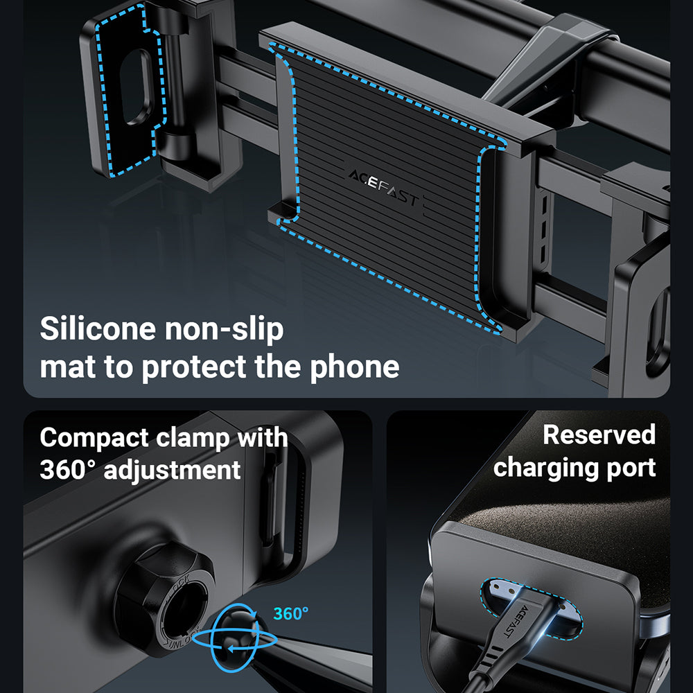 Suporte Auto para Encosto de Cabeça Acefast D8 para Telefone / Tablet, 4.7inch - 12.9inch, Preto