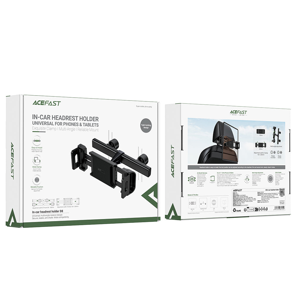 Suporte Auto para Encosto de Cabeça Acefast D8 para Telefone / Tablet, 4.7inch - 12.9inch, Preto