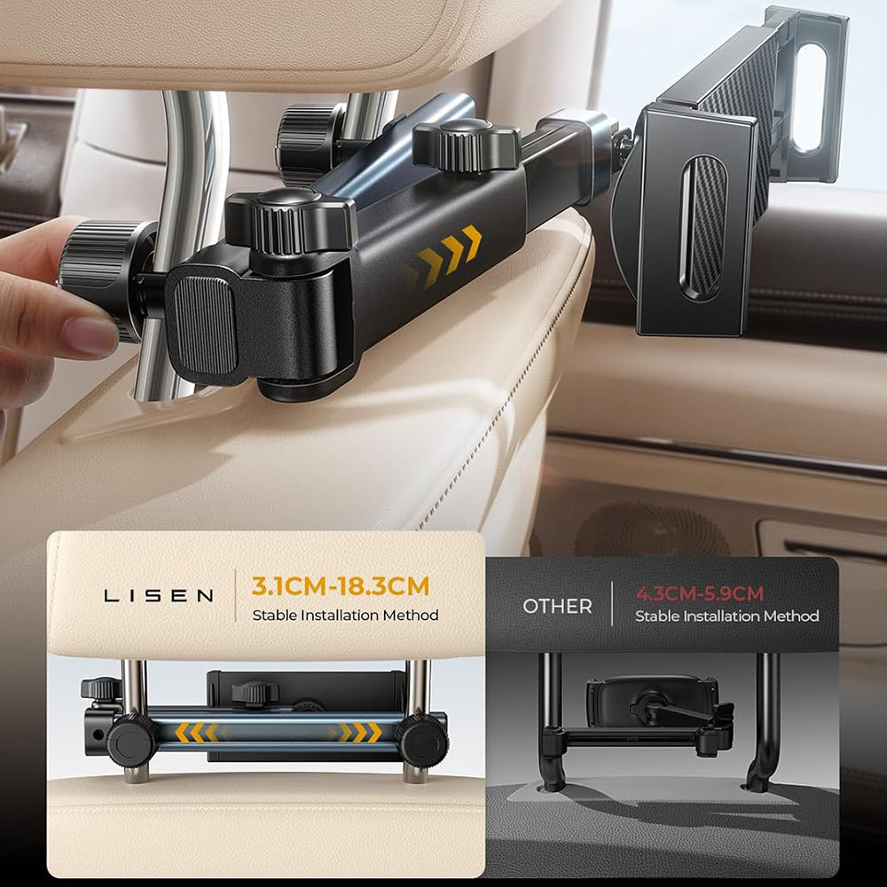 Suporte Auto para Encosto de Cabeça Lisen para Telefone / Tablet, 4.7inch - 12.9inch, Preto YL0423090004