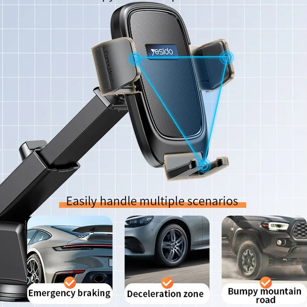 Suporte Auto Yesido C262, 4.7inch - 7.2inch, Preto