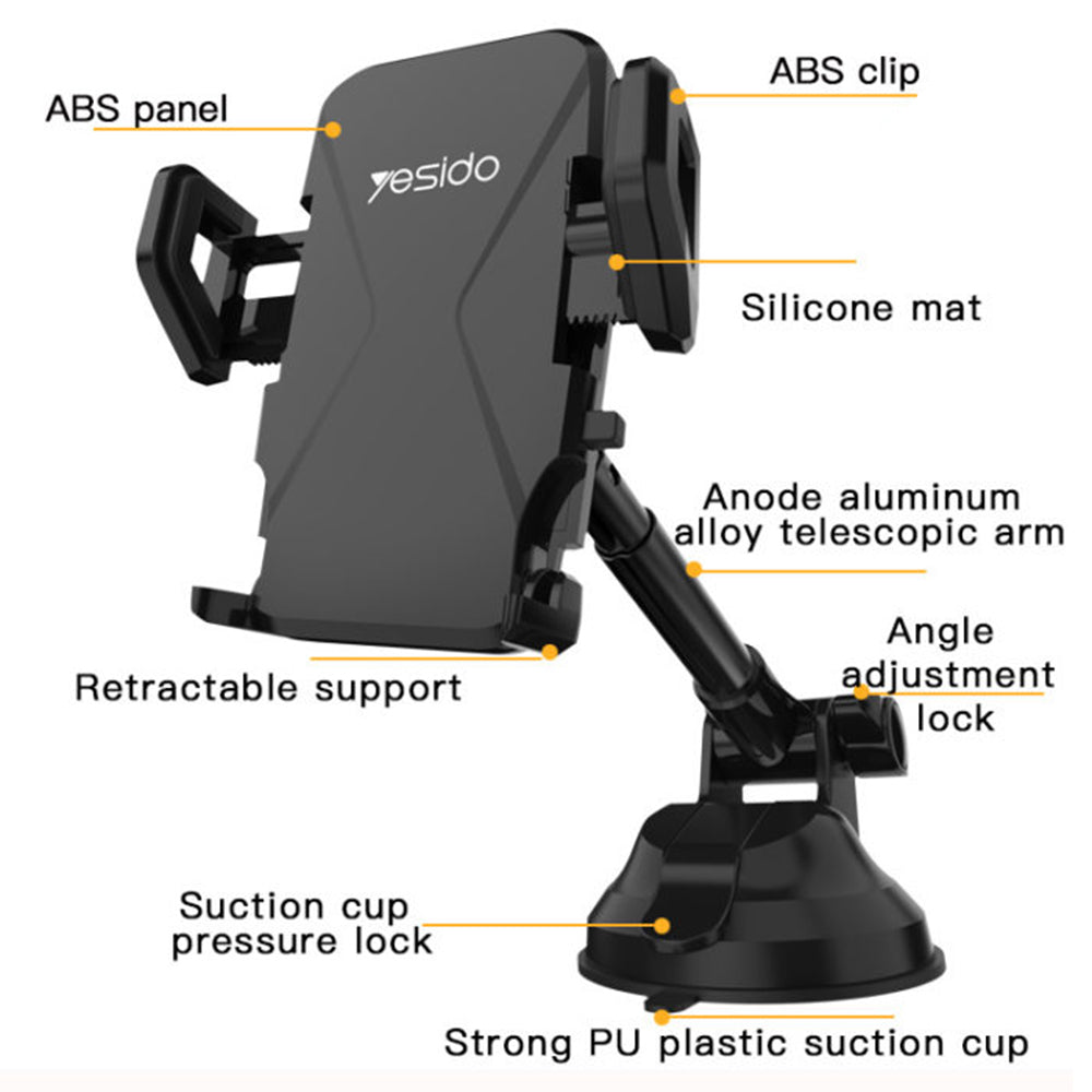 Suporte Auto Yesido C40, Universal, Preto