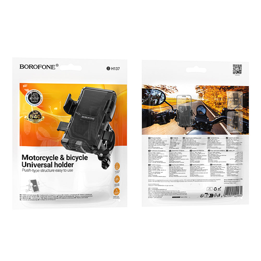Suporte para Bicicleta e Motocicleta Borofone BH13 Knight, 4.5 polegadas - 7 polegadas, Preto
