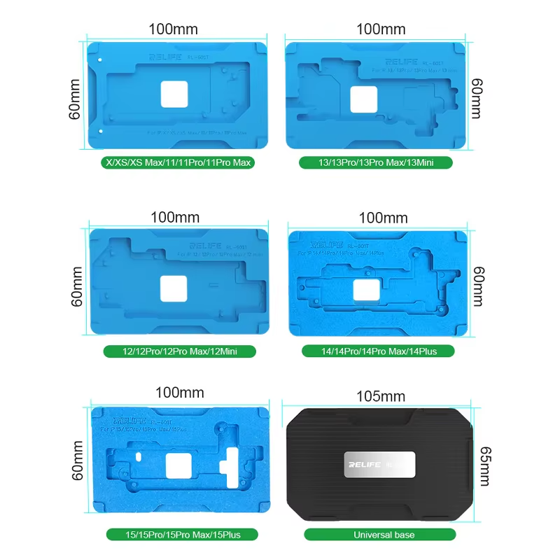 Suporte de Trabalho Reballing Relife RL-601T para Apple iPhone X - 15 Series