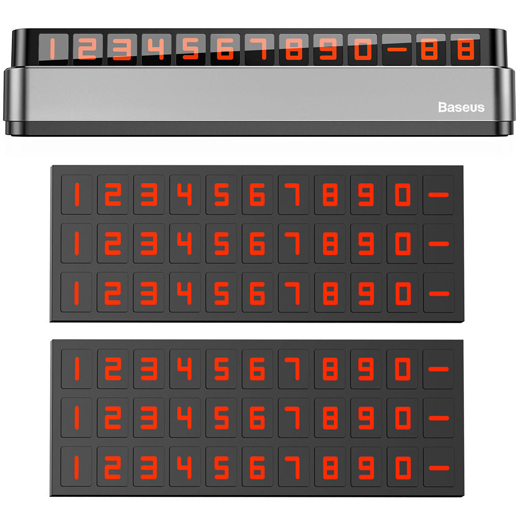 Suporte para Número de Telefone Automóvel Baseus Moonlight Box, Cinza ACNUM-B0G
