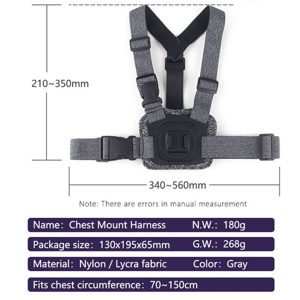 Suporte Peito Câmara Desporto Techsuit JX-002 para GoPro Series, Cinzento