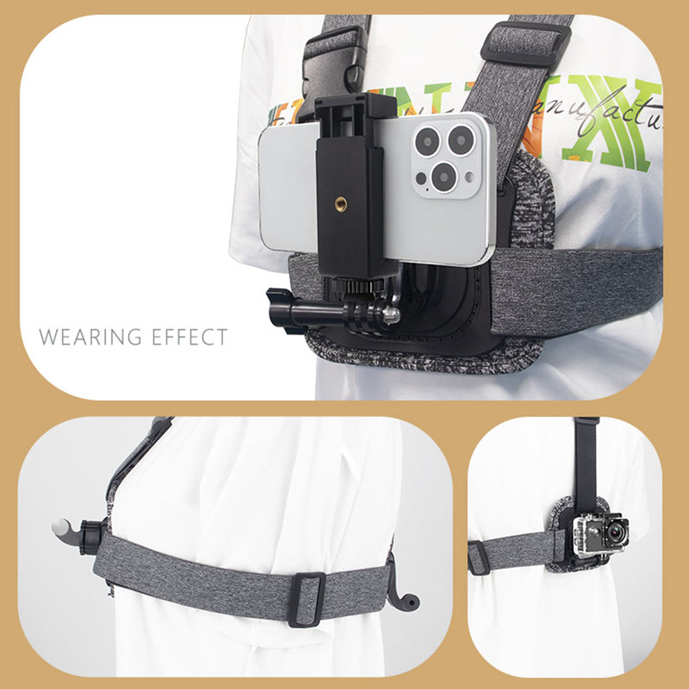 Suporte Peito Câmara Desporto Techsuit JX-002 para GoPro Series, Cinzento