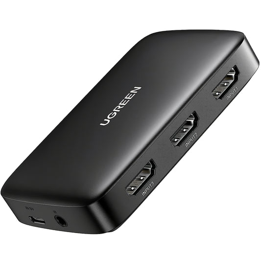 Comutador de vídeo UGREEN CM332, 3 x HDMI - HDMI, preto
