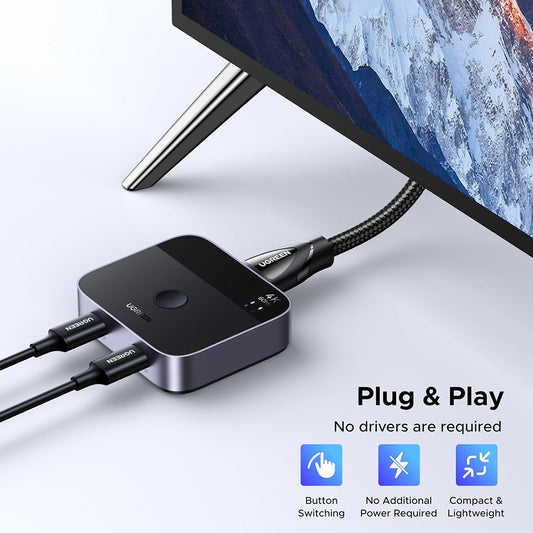 Switch de Vídeo USB-C UGREEN AW502 (55451), Cinzento