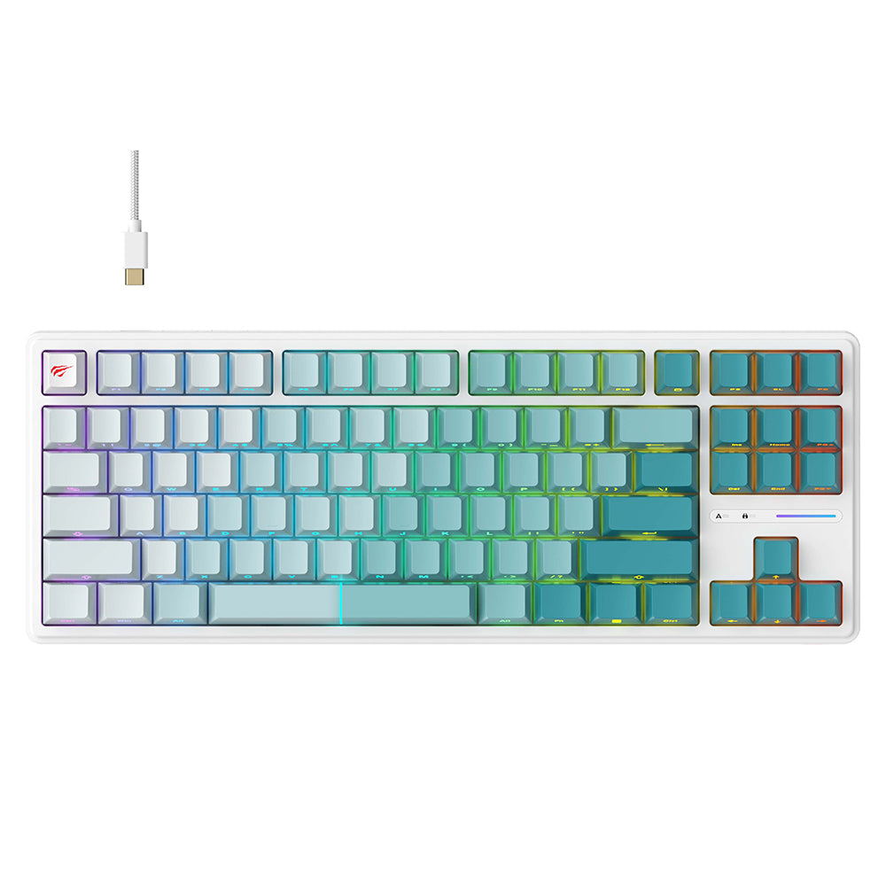 Teclado Gaming Wired USB HAVIT KB901L, RGB, 1.8m, Branco Verde