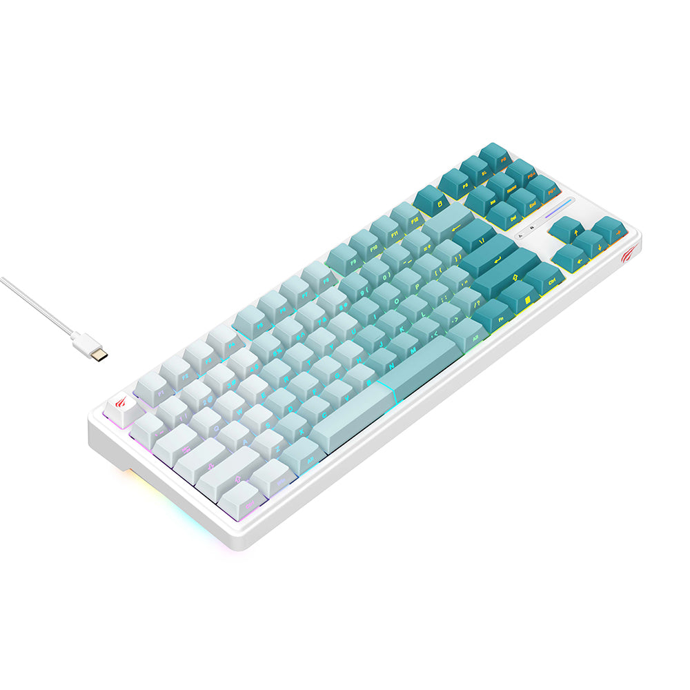 Teclado Gaming Wired USB HAVIT KB901L, RGB, 1.8m, Branco Verde