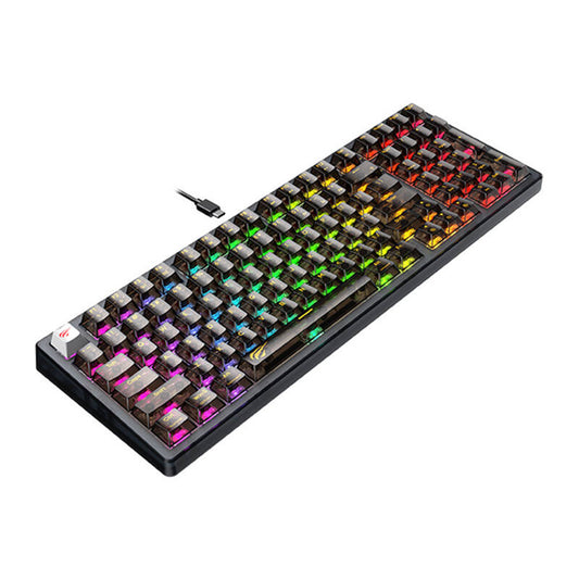 Teclado Gaming Wired USB HAVIT KB875L, RGB, 1.8m, Transparência Negra