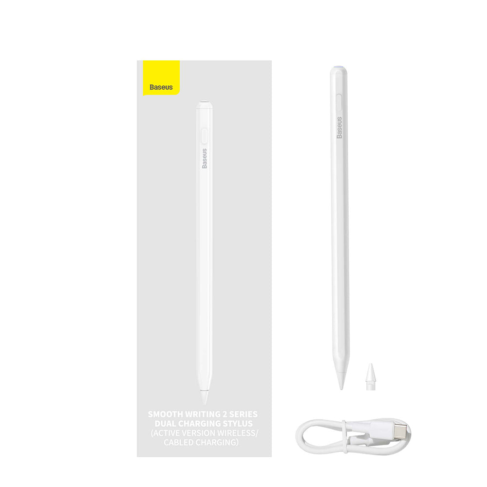 Touch Pen Baseus Smooth Writing 2 Series para Apple iPad, Versão Wireless Ativa, Branco SXBC080102