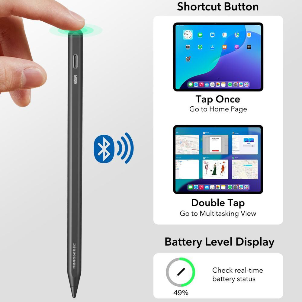 Touch Pen ESR Geo para Apple iPad, Versão Ativa, Preto