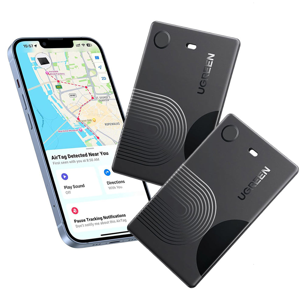 UGREEN SmartTag Smart Finder Slim 2 CM920 (75120A) para iOS Series, Conjunto de 2 peças, Preto