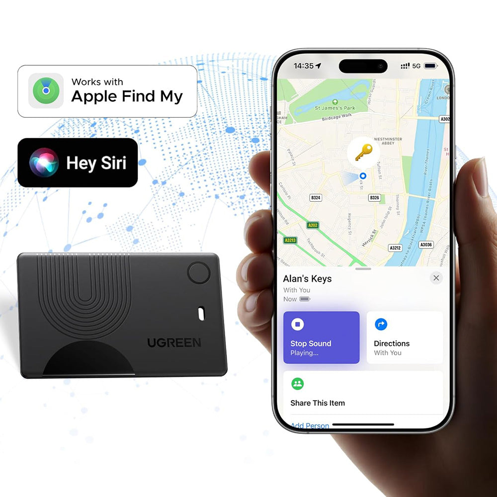 UGREEN SmartTag Smart Finder Slim 2 CM920 (75120A) para iOS Series, Conjunto de 2 peças, Preto