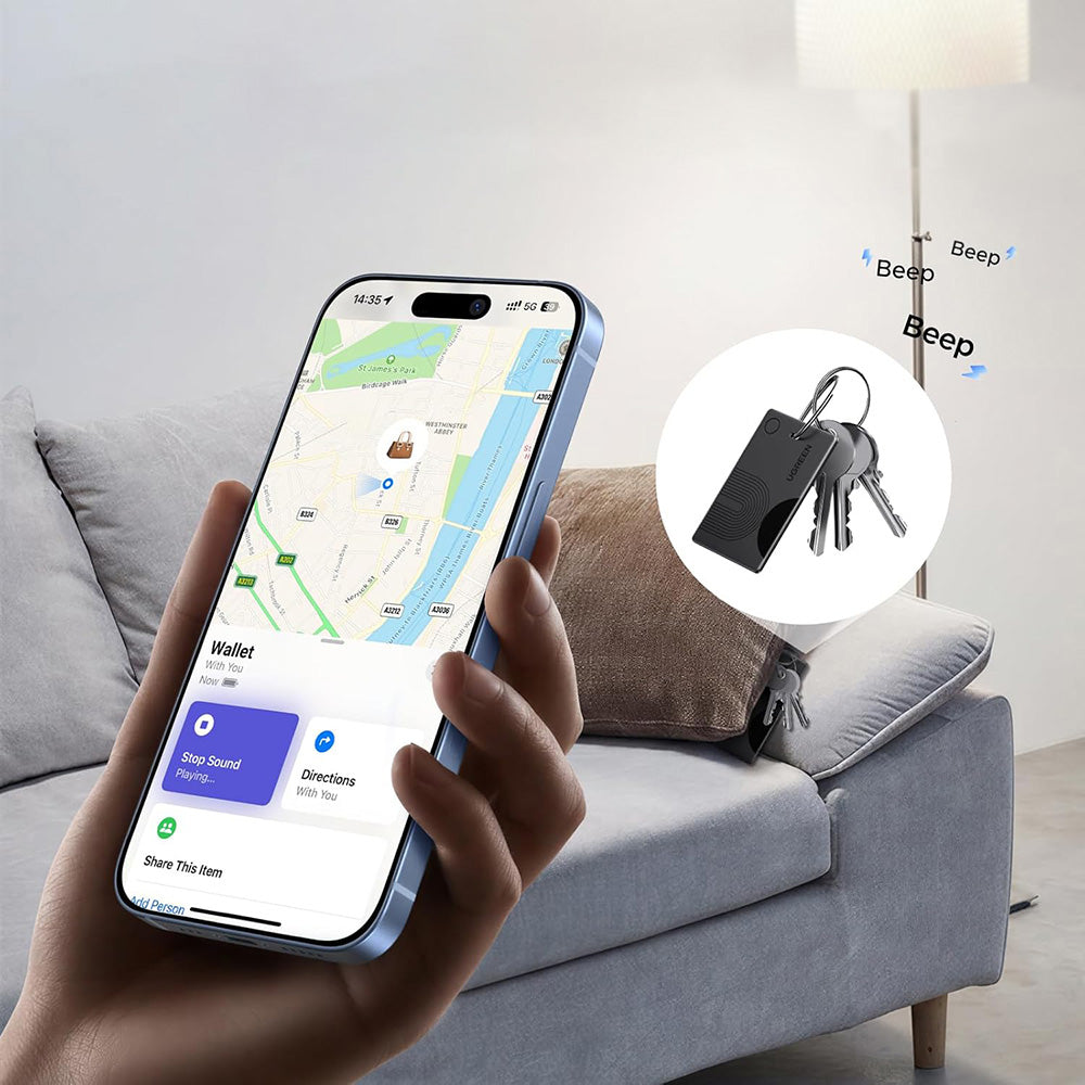 UGREEN SmartTag Smart Finder Slim 2 CM920 (75120A) para iOS Series, Conjunto de 2 peças, Preto