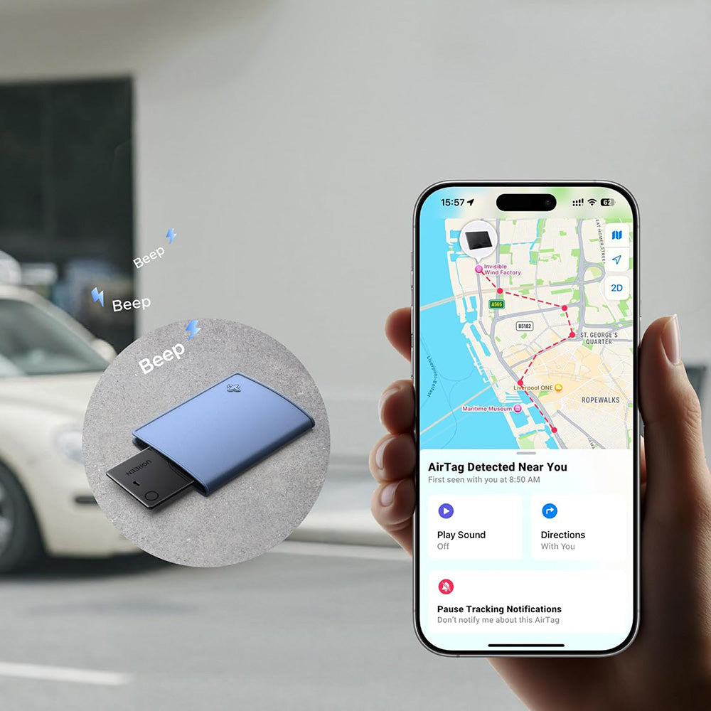 UGREEN SmartTag Smart Finder Slim 2 CM920 (75120A) para iOS Series, Conjunto de 2 peças, Preto