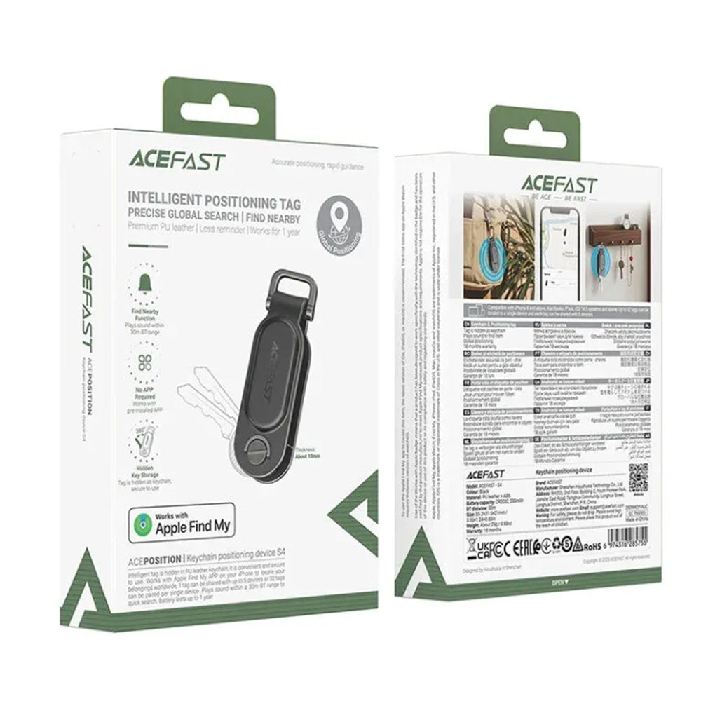 Acefast SmartTag Keychain SS para iOS Series, Preto