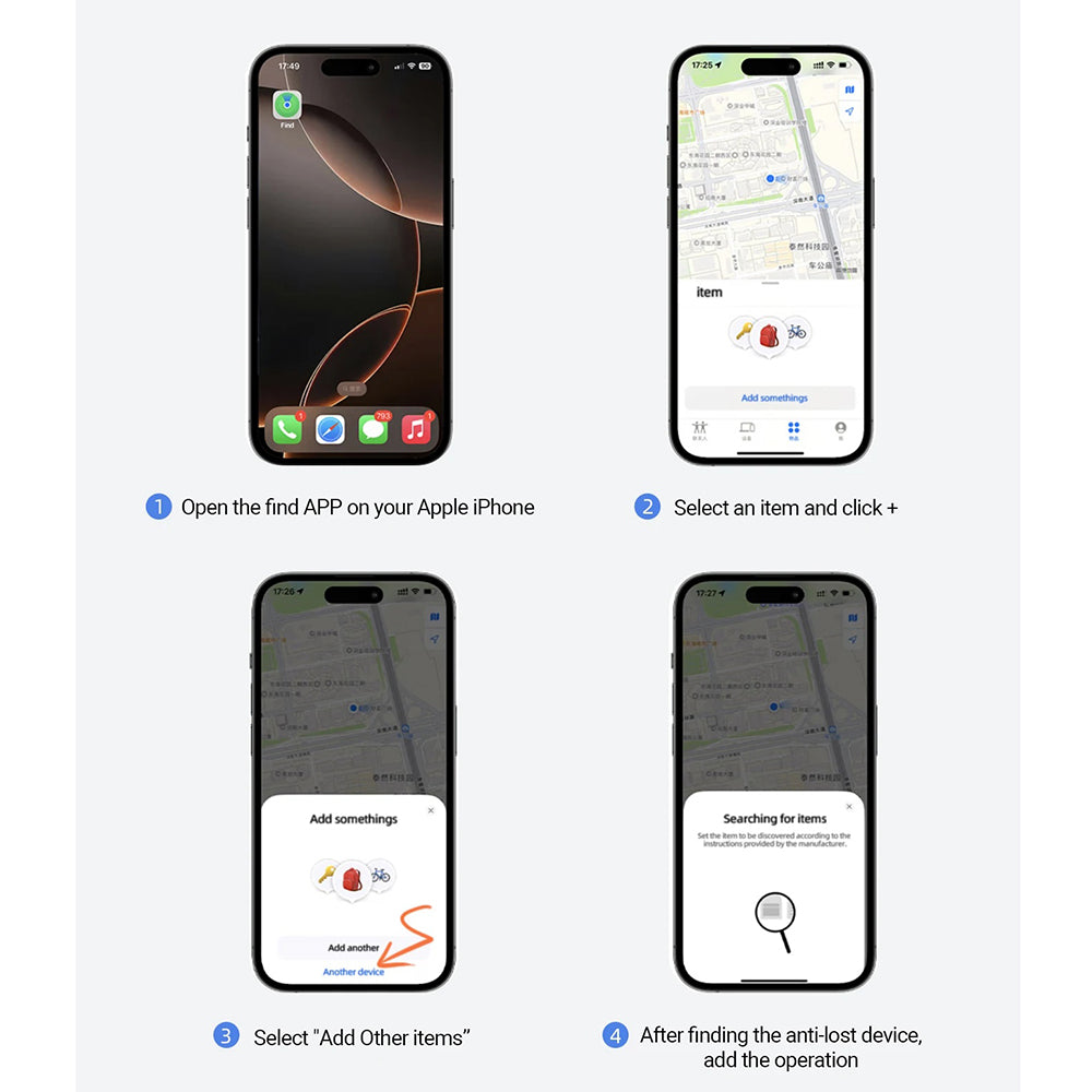 Acefast SmartTag S1 para iOS Series, Conjunto de 4 peças, Cinzento