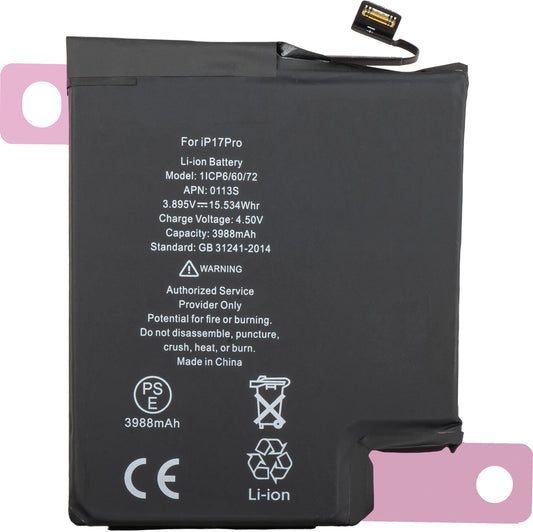 Bateria Apple iPhone 17 Pro, Versão EUA e-SIM