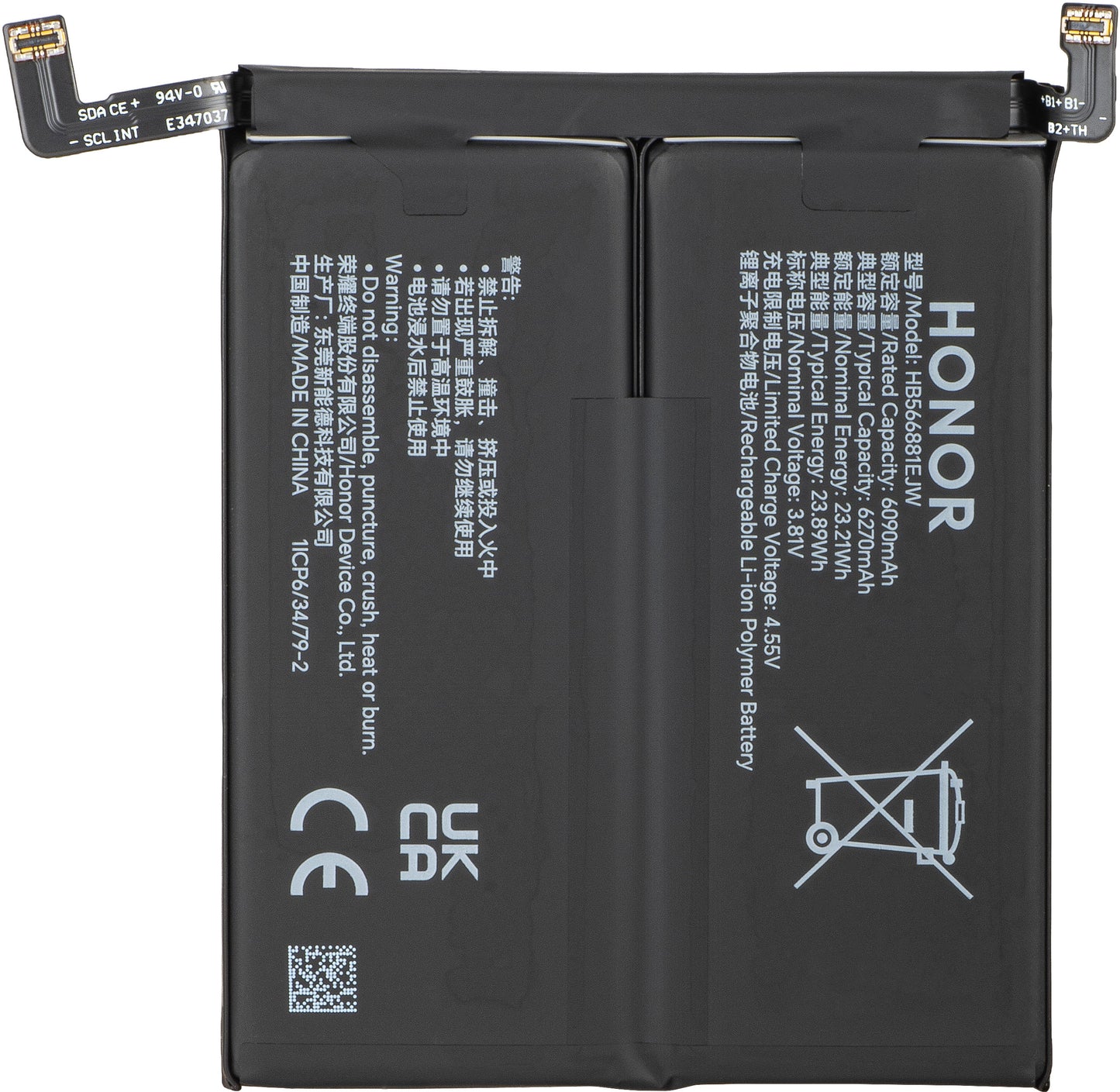 Bateria Honor Magic8 Pro, HB566781EIW, Pacote de Serviço 0235ARTS