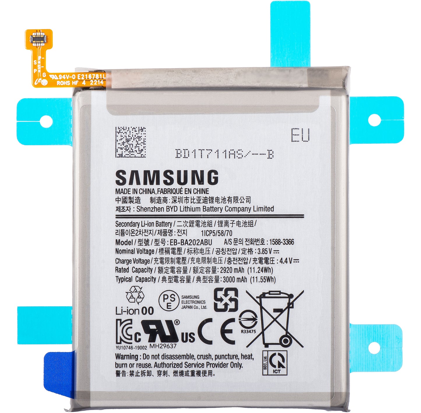 Bateria Samsung Galaxy A10e A102 / A20e A202, EB-BA202ABU, Service Pack GH82-20188A 