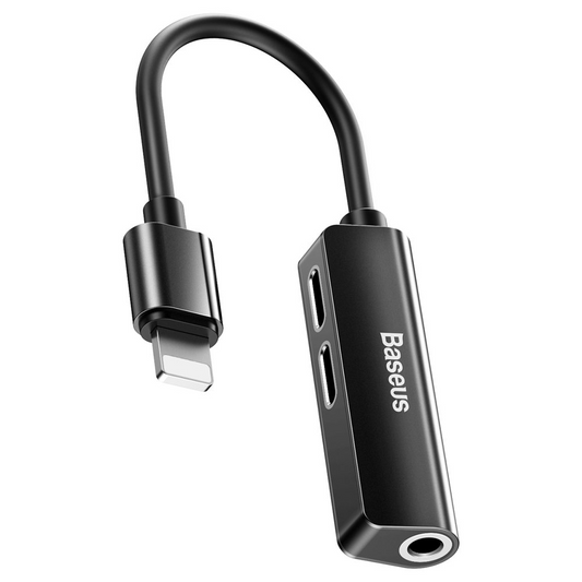 Adaptador Áudio Lightning - Lightning / 3.5mm Baseus L52, Preto, Recondicionado CALL52-01