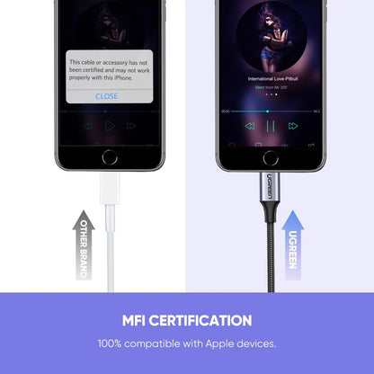 Adaptador de Áudio Lightning - 3.5mm UGREEN US211 (30756), Preto