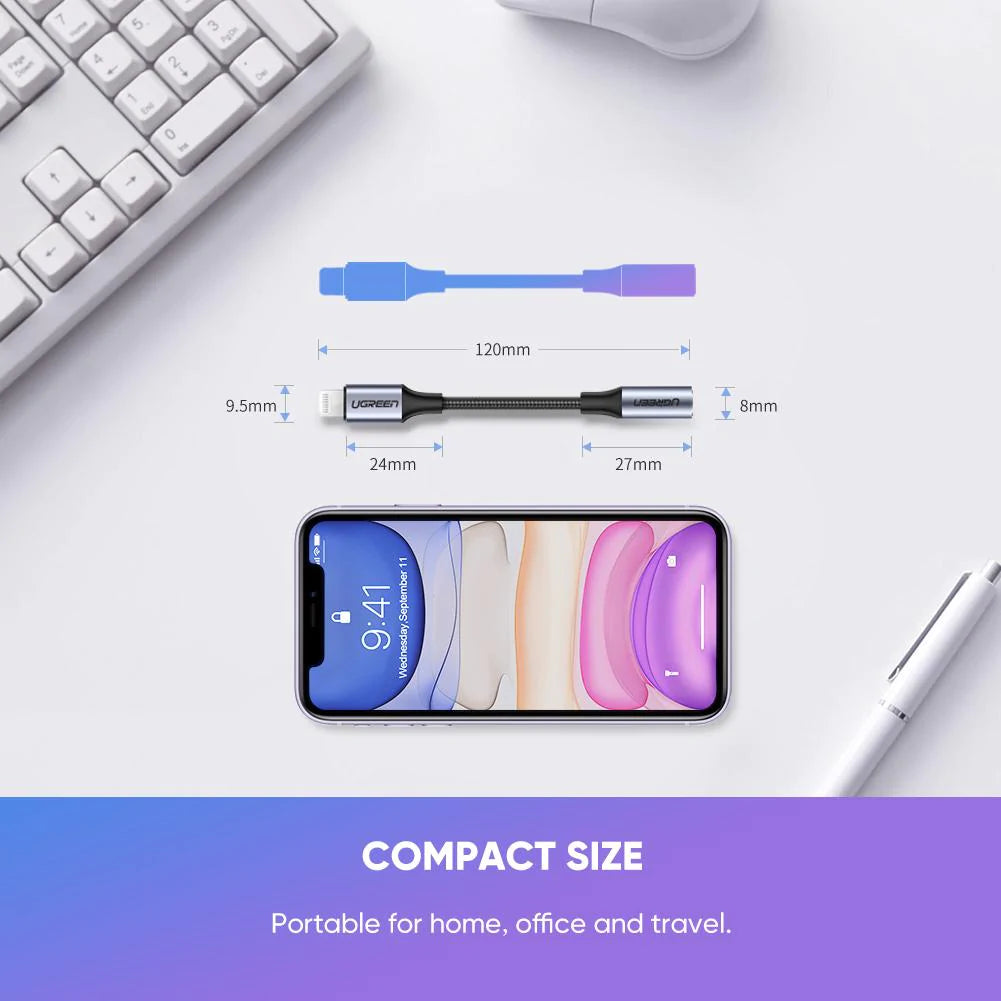 Adaptador de Áudio Lightning - 3.5mm UGREEN US211 (30756), Preto