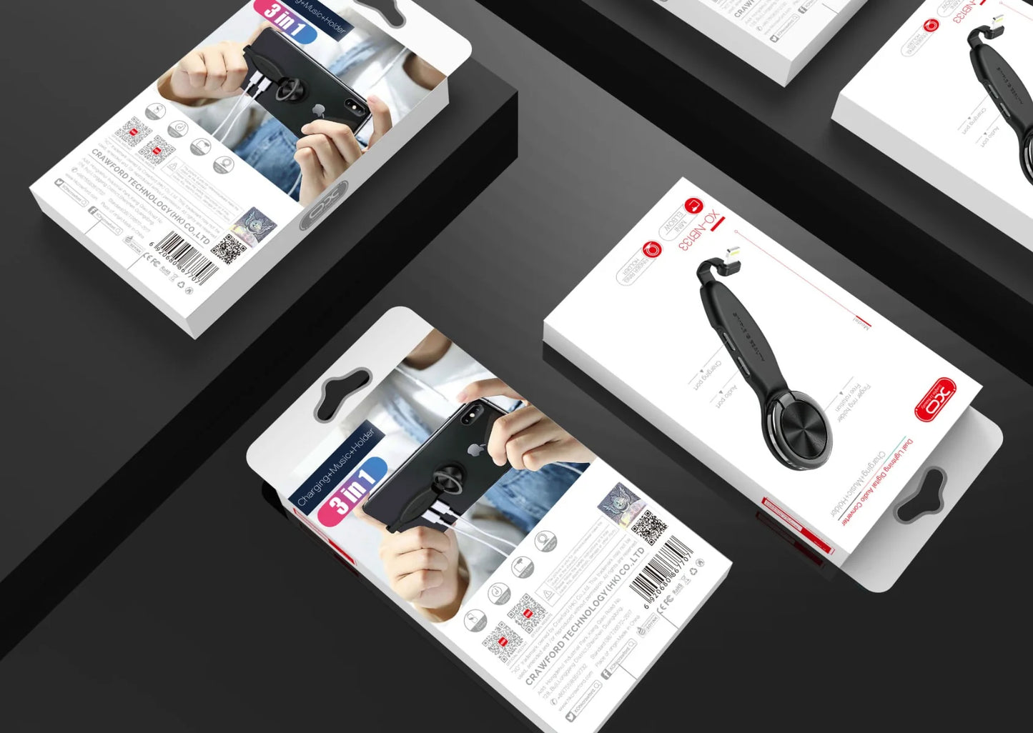 Adaptador Áudio Lightning - 2 x Lightning XO Design NB133, Preto