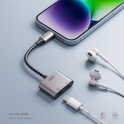 Lightning Audio Adapter - 2 x Lightning XO Design NB-R258A, Gray