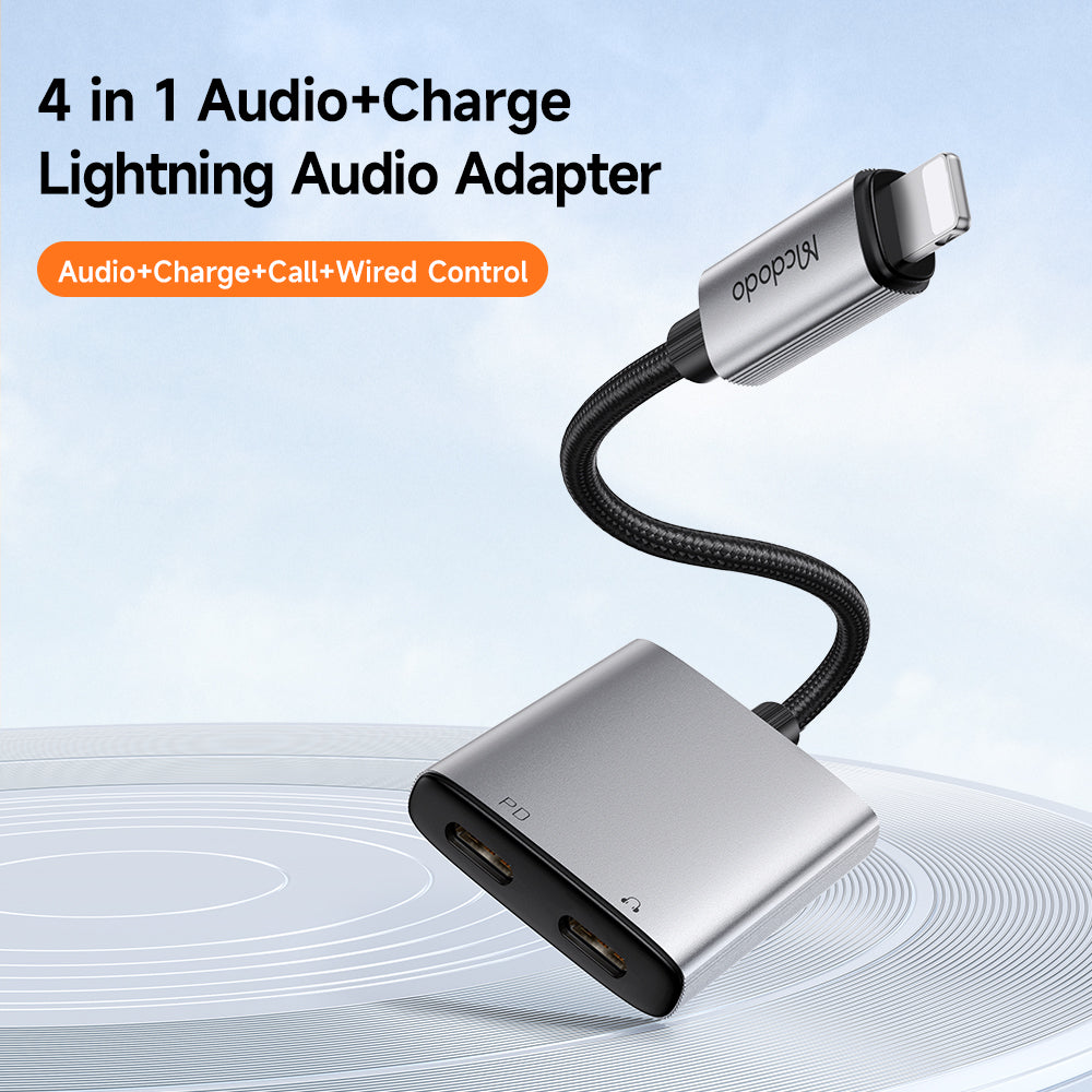 Adaptador Áudio Lightning - Lightning / Lightning McDodo CA-5560 Wales, Cinzento