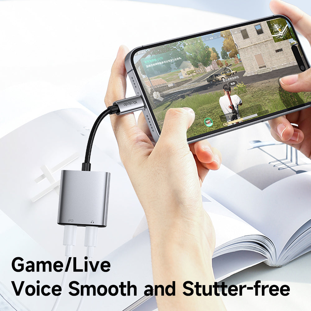 Adaptador Áudio Lightning - Lightning / Lightning McDodo CA-5560 Wales, Cinzento