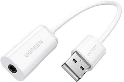 Adaptador de Áudio UGREEN US206, USB-A - 3.5mm, Branco