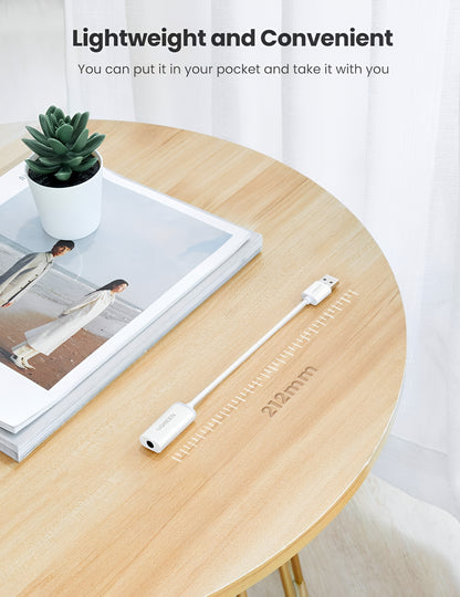 Adaptador de Áudio UGREEN US206, USB-A - 3.5mm, Branco