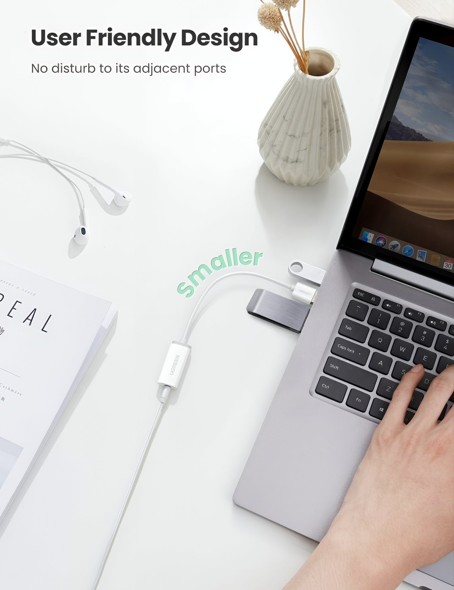 Adaptador de Áudio UGREEN US206, USB-A - 3.5mm, Branco