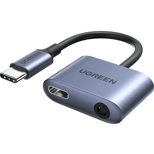 Adaptador de Áudio USB-C - 3.5mm / USB-C UGREEN CM231, Cinzento