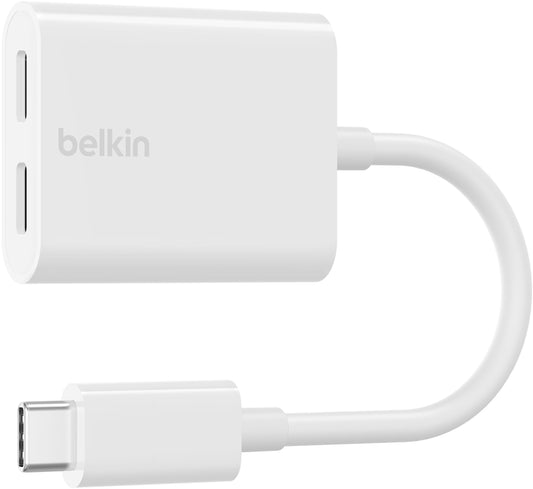 Adaptador Áudio USB-C - USB-C / USB-C Belkin RockStar, Branco F7U081btWH