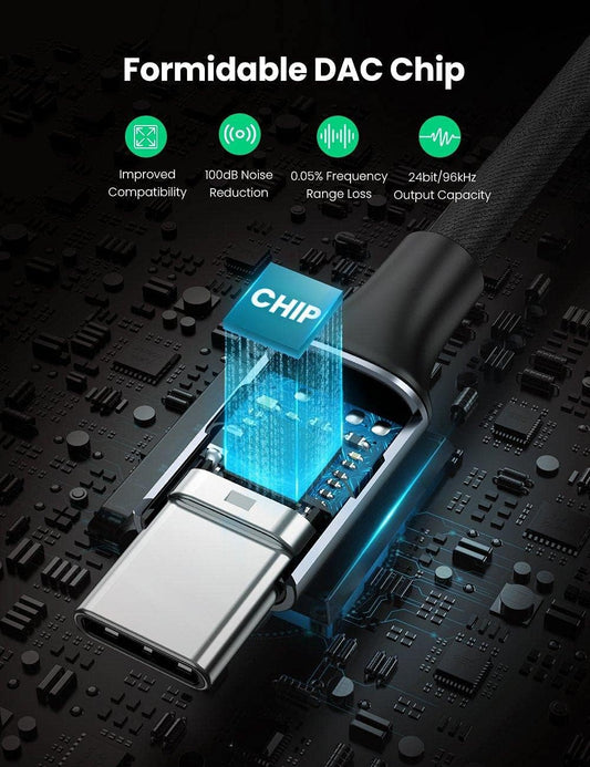 Adaptador de áudio USB-C USB-C - 3,5 mm UGREEN AV161, 0,15 m, cinzento