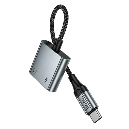 Adaptador de Áudio USB-C - USB-C / USB-C HOCO UPA34A, Cinzento