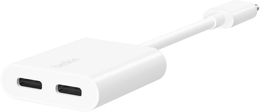 Adaptador Áudio USB-C - USB-C / USB-C Belkin RockStar, Branco F7U081btWH